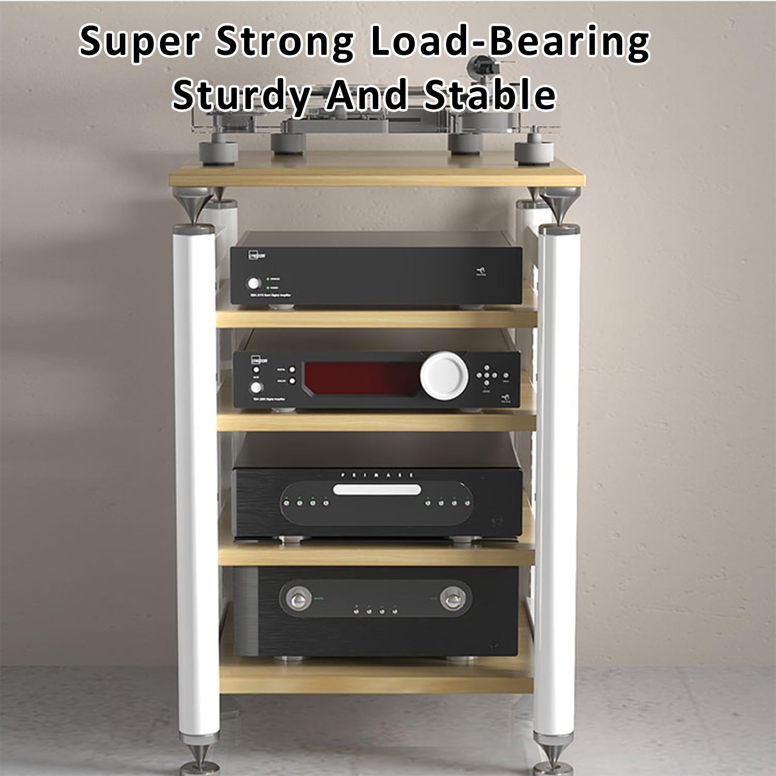Estante de Almacenamiento de Componentes Estéreo,Estante de Medios,con Estantes for Audio y Video,Estante de Audio,para Reproductores de DVD/Decodificadores de Cable/Consolas de Juegos.(Nero,62x57x56c