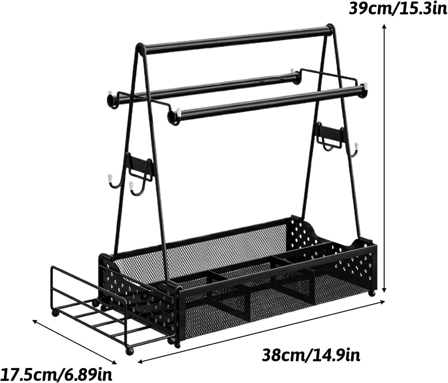 Grill Utensil Caddy, Picnic Condiment Organizer Basket, Barbecue Tool Storage Caddy for Camping, Park, Beach, Outdoor Cooking, BBQ Accessories, Portable Organizer for Grill Tools and Condiments