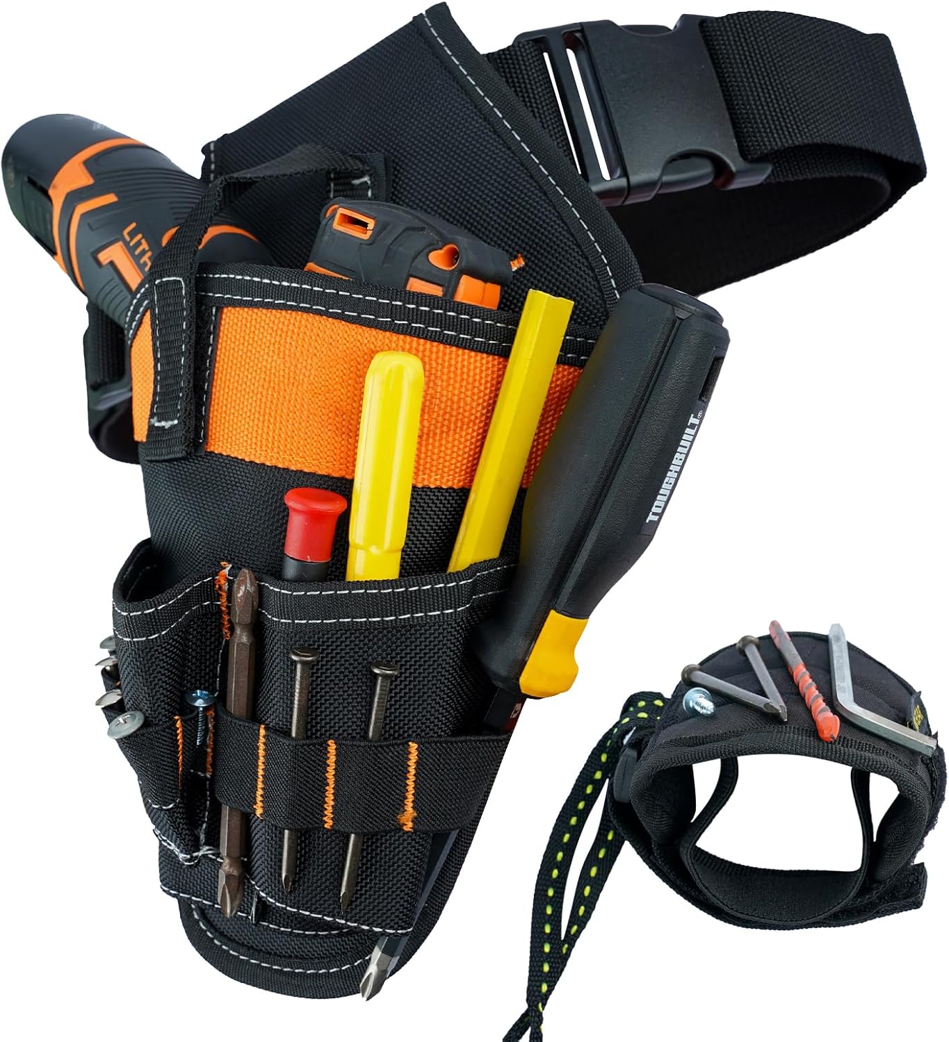 KUNN Right Handed Drill Holster, Heavy Duty 3-in-1 Impact Driver Holder with Magnetic Wristband for Tool Belt - Image 6