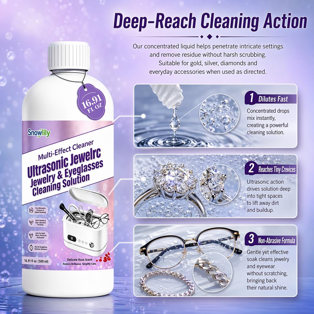 16.9 oz/500 ml Ultrasonic Jewelry Cleaning Solution for Use in All Ultrasonic Machines