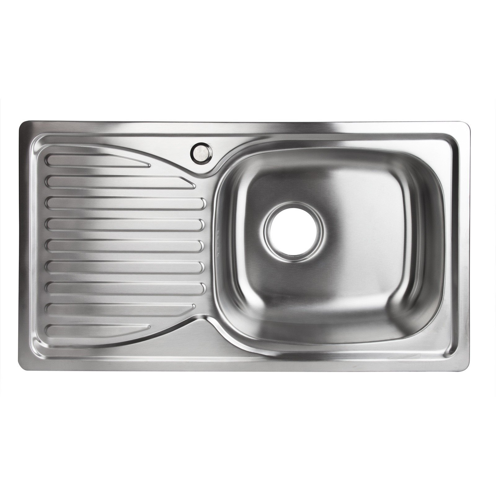 Stabilo-Sanitaer Einbauspüle aus hochwertigem Edelstahl, Spülbecken rechteckig, Ablagefläche links, klassische Küchenspüle in schönen und zeitlos modernen Design