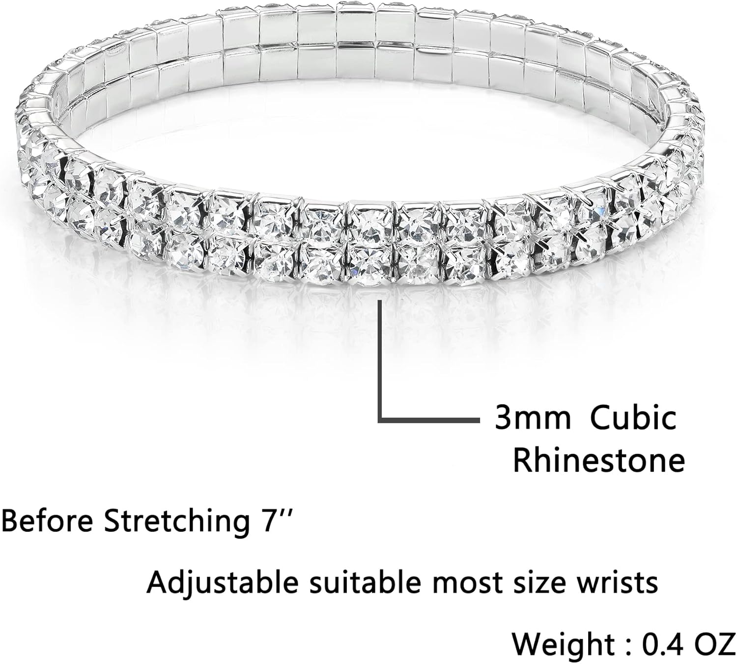 Zealmer Sparkle Multicolor Rhinestone Stackable Stretch Bracelets for Women - Image 2