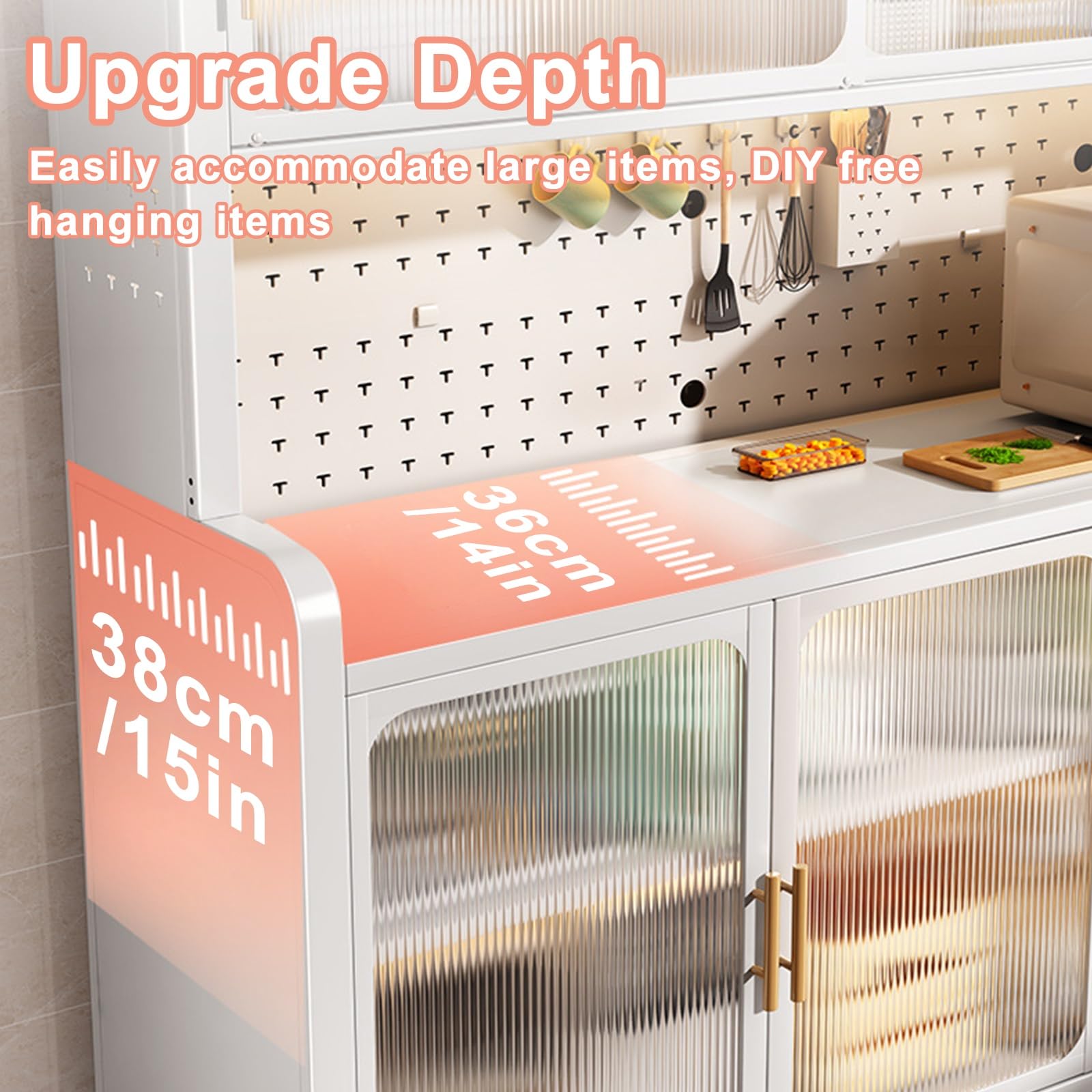 Generisch Großes Bäckerregal mit 6 Ebenen, Stauraum und Stecktafel – Küchenschrank aus Metall für kleine Geräte, langlebig und stilvoll, 149 cm hoch, ideal zum Organisieren des Küchenraums
