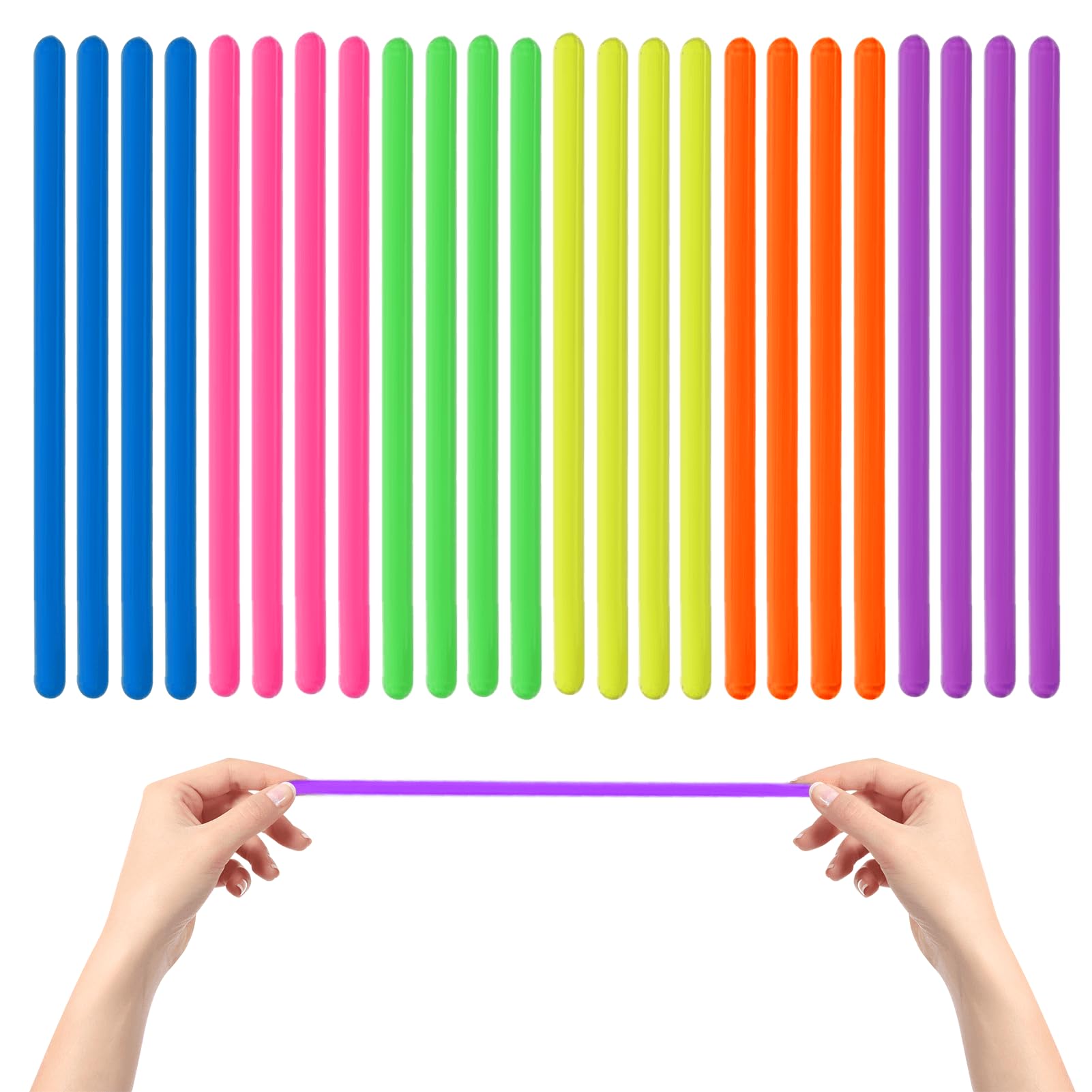 24Pcs Stretchy Monkey Noodles Fidget Toy, Sensory Fidget Worm, Stretchy Fidget Toys for Kids & Adults, DIY Hand-Knit Rope Anti Stress Sensory Toy, Red, Yellow, Blue, Green, Pink, Purple