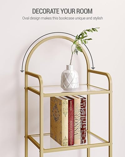 Miniatura 6 de Hzuaneri Estantería para Libros, Estanterías de Vidrio Templado, Unidad de Estantería delgada para Dormitorio, Baño, Oficina en Casa, Marco de