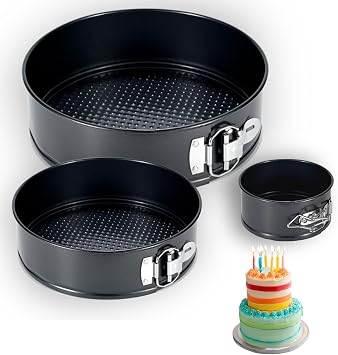 3 pieces 10 cm + 18 cm + 23 cm non-stick springform cake tin bread baking mould leak-proof for cakes pizza and pancakes