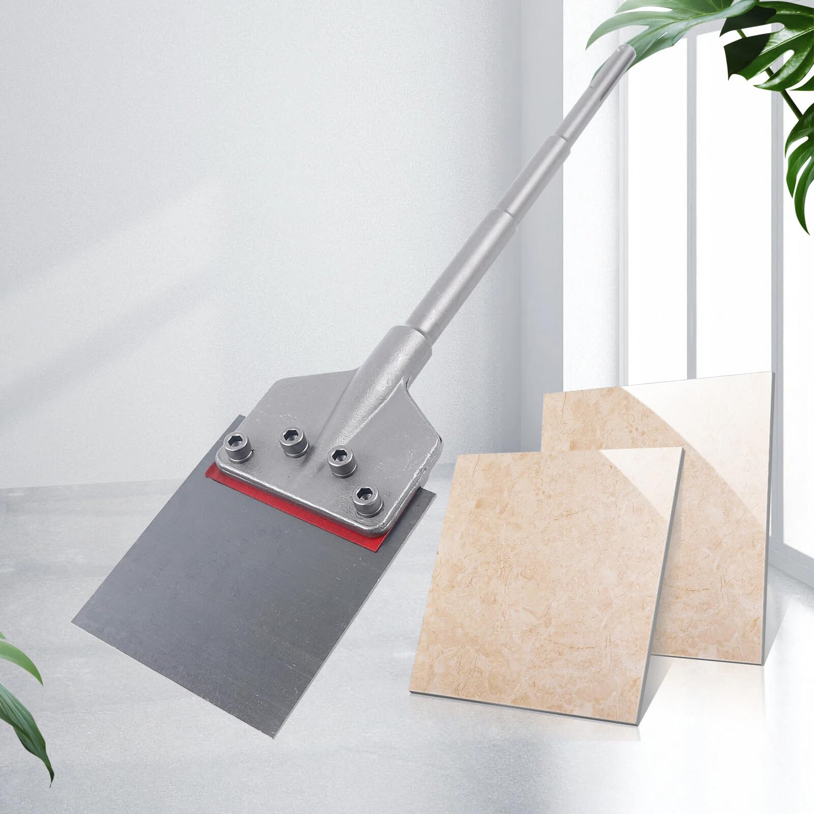 Dłuto podłogowe 63,5 cm ze stali, dłuto szpachlowe, dłuto SDS-Max do kleju do płytek i zaprawy – skrobak do lodu i skrobak uderzeniowy do renowacji i wykładzin podłogowych (srebrny)