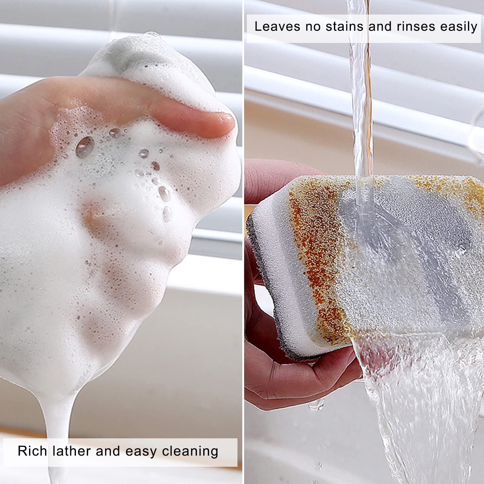 Spugna per piatti da cucina confezionata singolarmente, spugnette abrasive antiodore, per lavare piatti, salviette per la pulizia della casa, piatti, appartamenti da viaggio (confezione da 24
