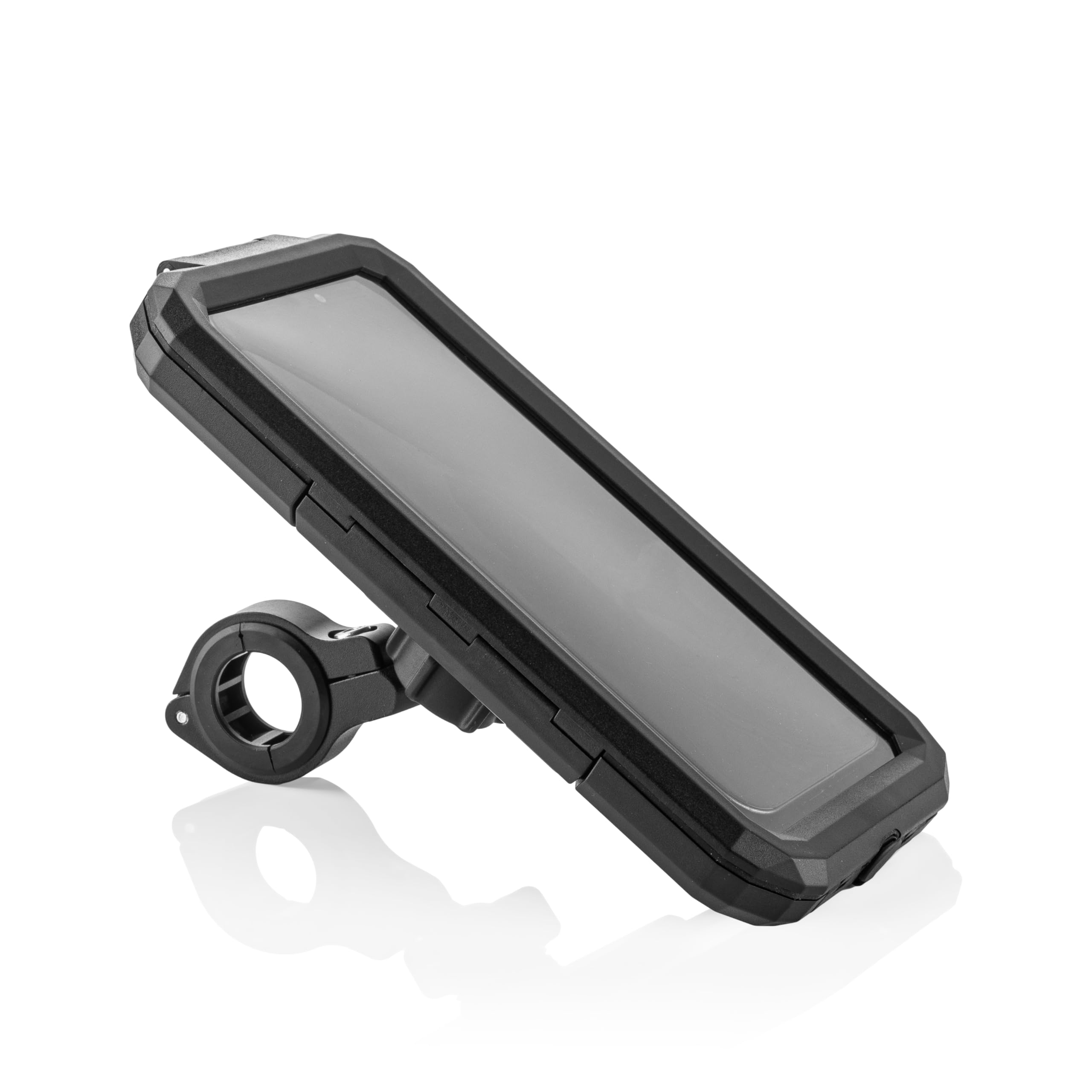 MOJOGEAR Wodoszczelne etui na telefon komórkowy do roweru i motocykla – duże, wodoszczelne uchwyt na telefon komórkowy na kierownicę 20-29 mm – etui ochronne z okienkiem na ekran dotykowy