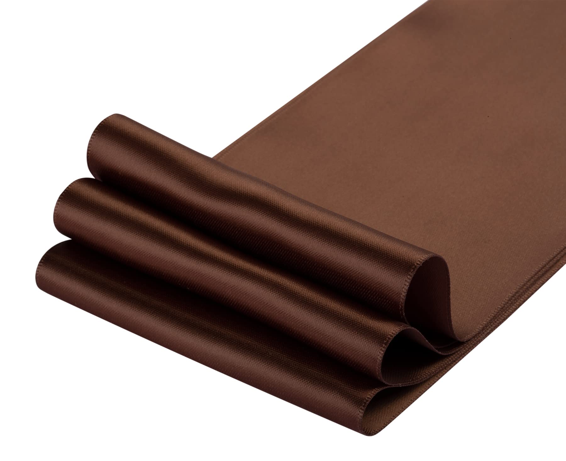 Dwustronna satynowa wstążka, 100 mm x 22 m, solidna poliestrowa wstążka rzemieślnicza, idealna do pakowania prezentów, rękodzieła, dekoracji ceremonii ślubnej, aranżacji kwiatowej, szycia (brązowa)