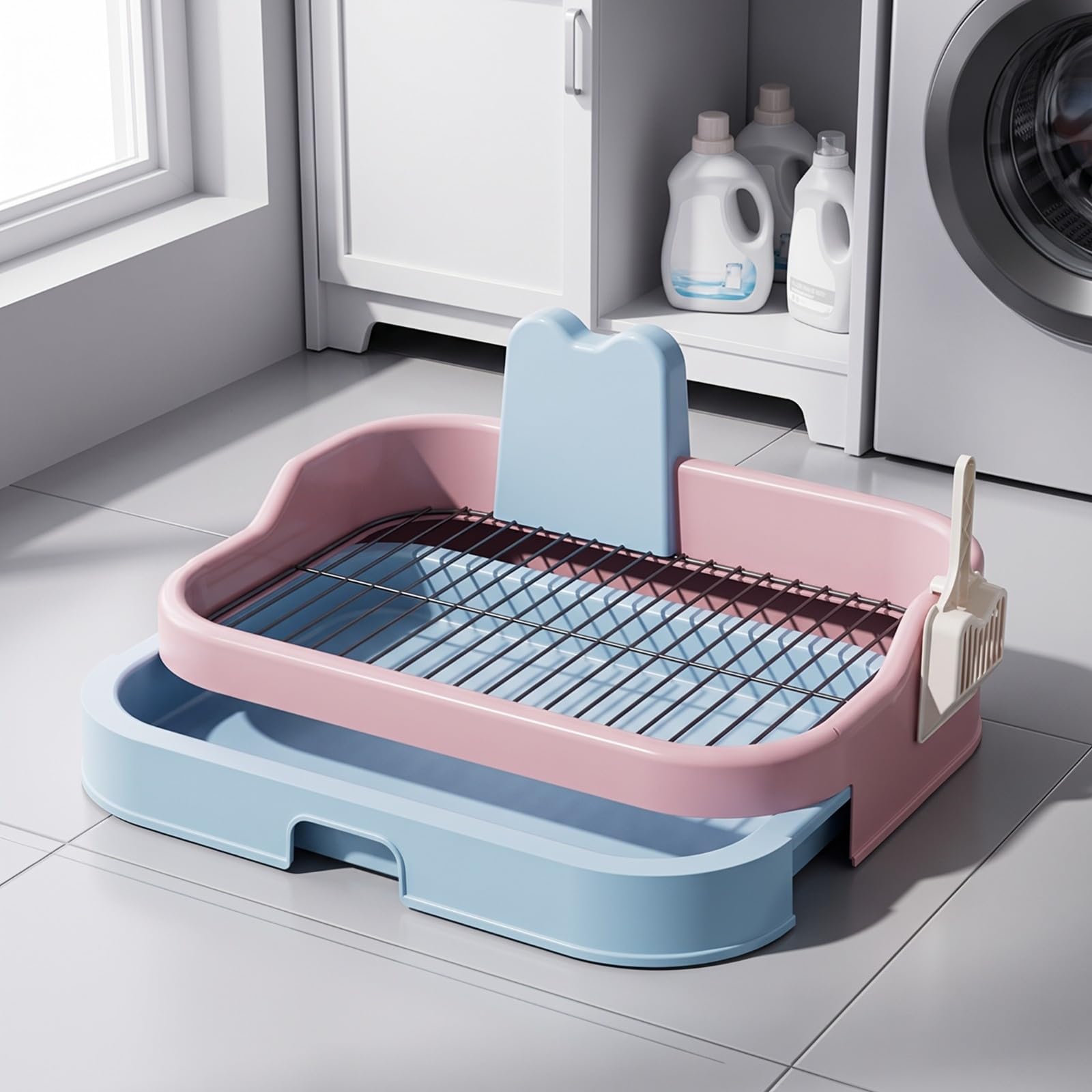 Jiuvaso Vassoio Igienico per Cani Paraspruzzi Toilette per Cani con Cassetto, Pratico, Casa,