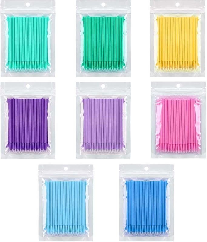 Tbestmax 800 escovinhas aplicadoras descartáveis para maquiagem dos olhos, 8 cores