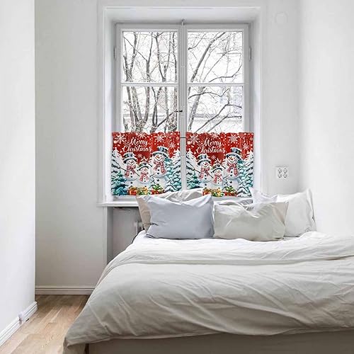 Miniatura 4 de Cortinas de nieve de Navidad de 24 pulgadas de largo 2 paneles cortinas de invierno para árbol de Navidad cortinas de cocina regalos de Navidad