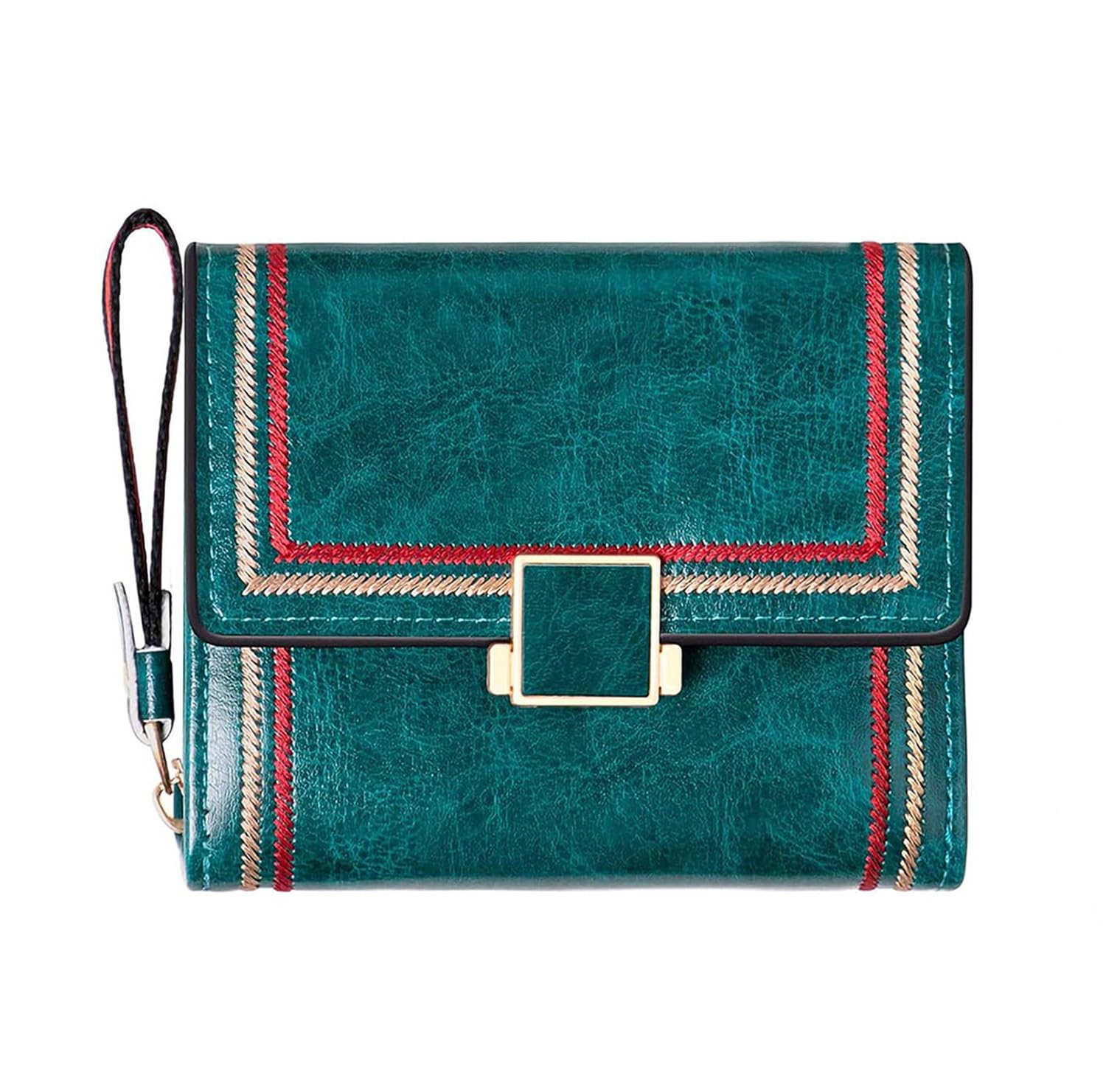 Stylish Tri-Fold Wallet for Women & Girls – Elegant Faux Leather Ladies Purse with Multiple Card Slots, Coin Pocket, and Secure Closure (Green)-image-6