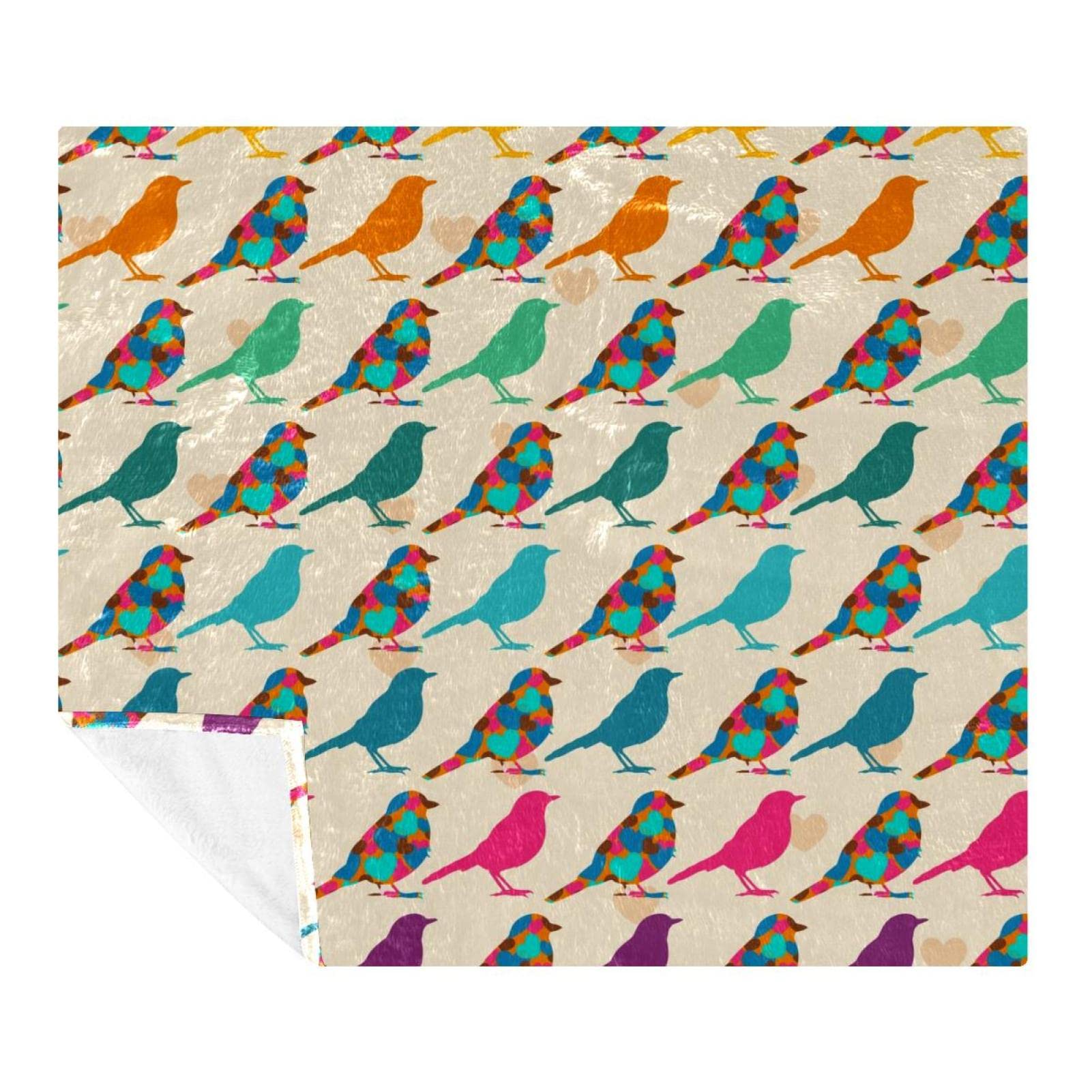 Couverture polaire oiseaux colorés en microfibre 150x200 cm