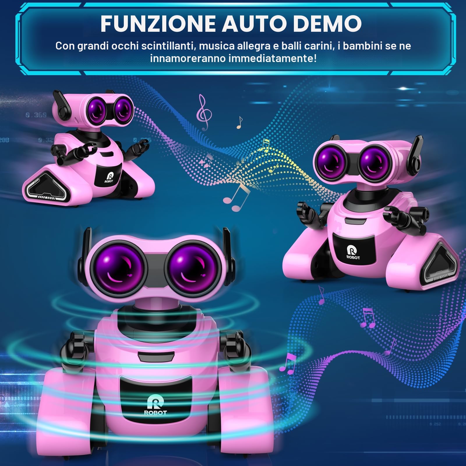 Yerloa Robot Interattivo per Bambini e Ragazze - Giochi Ricaricabili Telecomandati con Adesivo, Danza e Musica - Regalo per 3-8 Anni