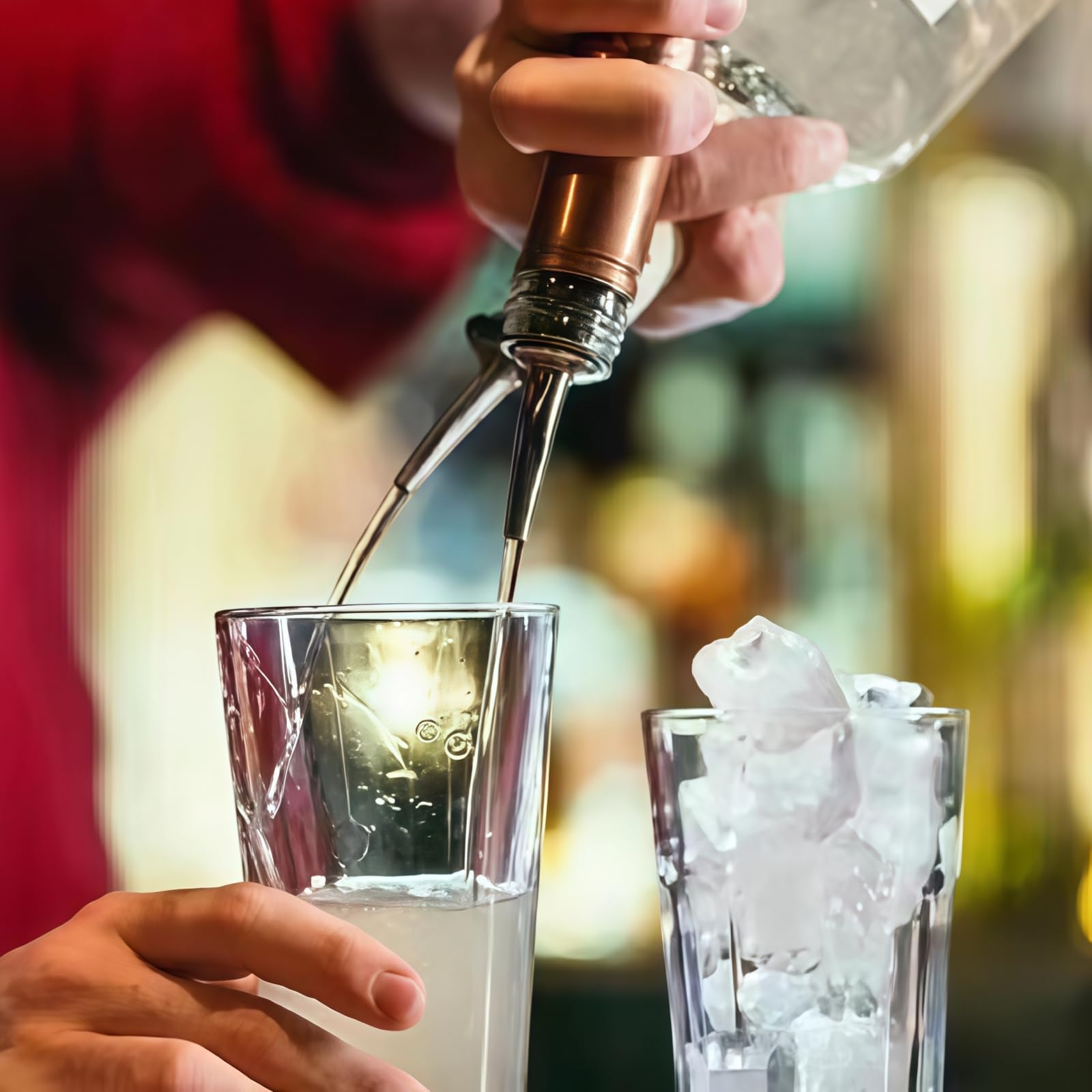 Vertedores de botellas clásicos de acero inoxidable, paquete de 6 unidades, color negro, con 6 adaptadores para botellas de cuello grande, también para aceite de oliva, jugo, jarabe, convierte 5