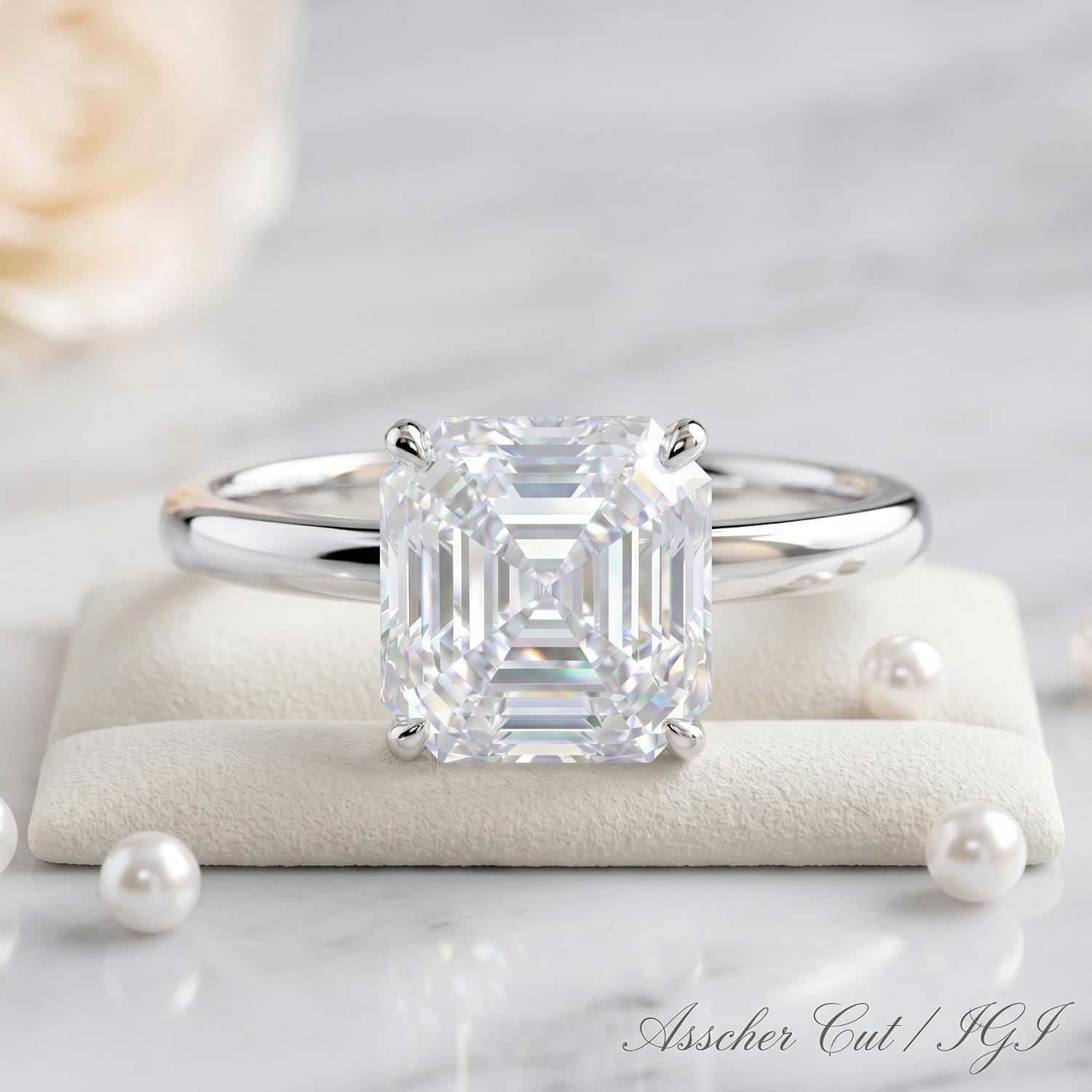 WSX Personalized 1 to 4 Carat IGI Certificated Solitaire Lab Grown Diamond Rings, D Color VVS1-VVS2 Clarity, Classic Wedding Promise Engagement Anniversary Bridal Ring for Women
