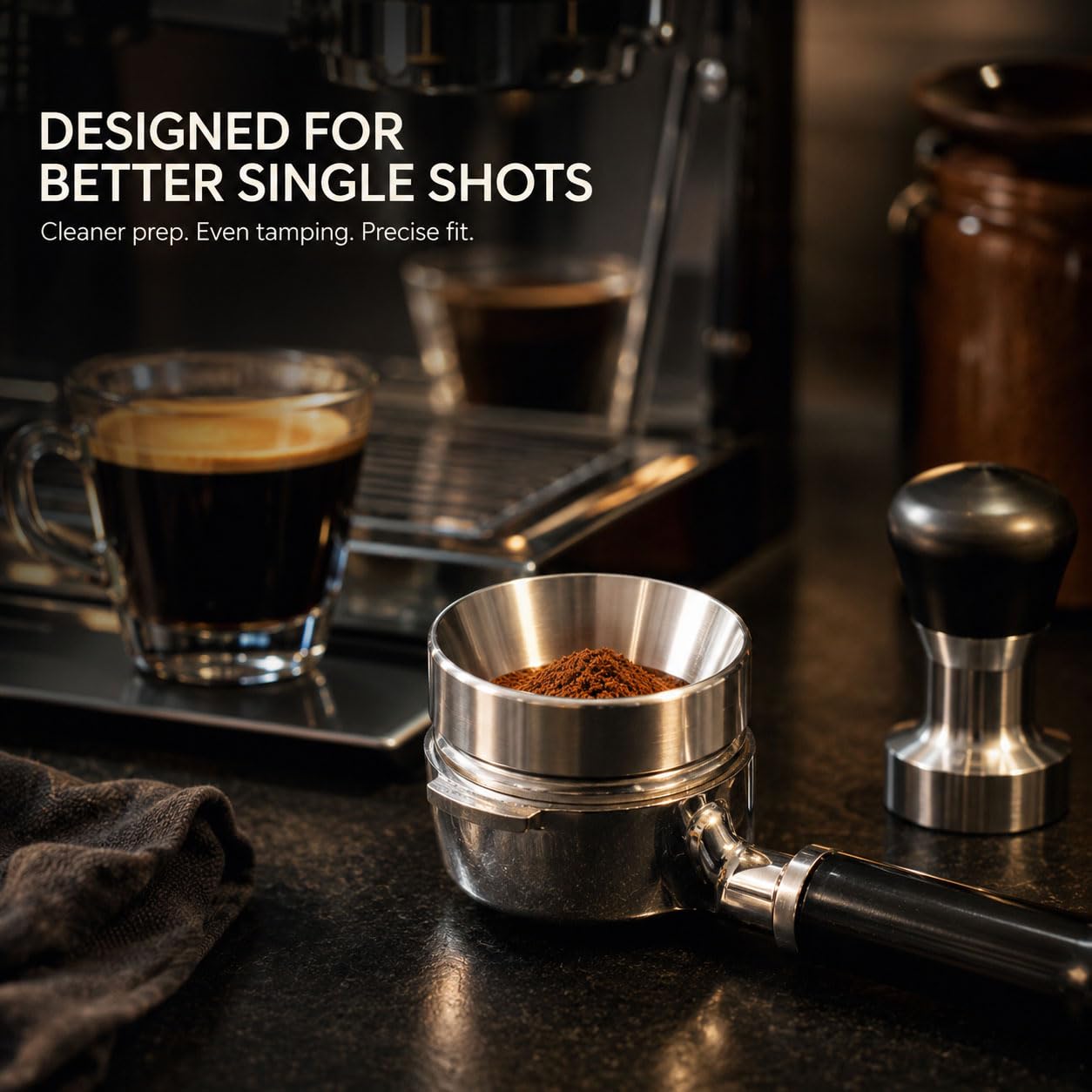 YOLOYO - Embudo dosificador de 41 mm, embudo dosificador de espresso fabricado con precisión, embudo portafiltro de acero inoxidable especialmente compatible con cesta de 1 taza de 7 g, cesta