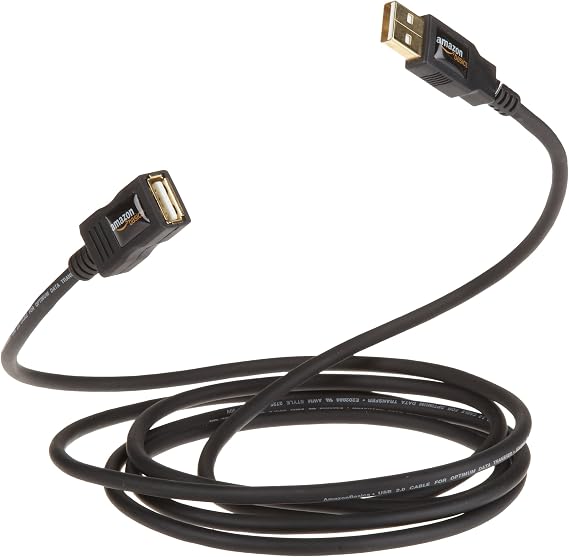 Amazon Basics 10-Pack USB-A 2.0 Extension Cable, Male to Female, 480Mbps Transfer Speed, USB Extender, 6.5 Foot, Black
