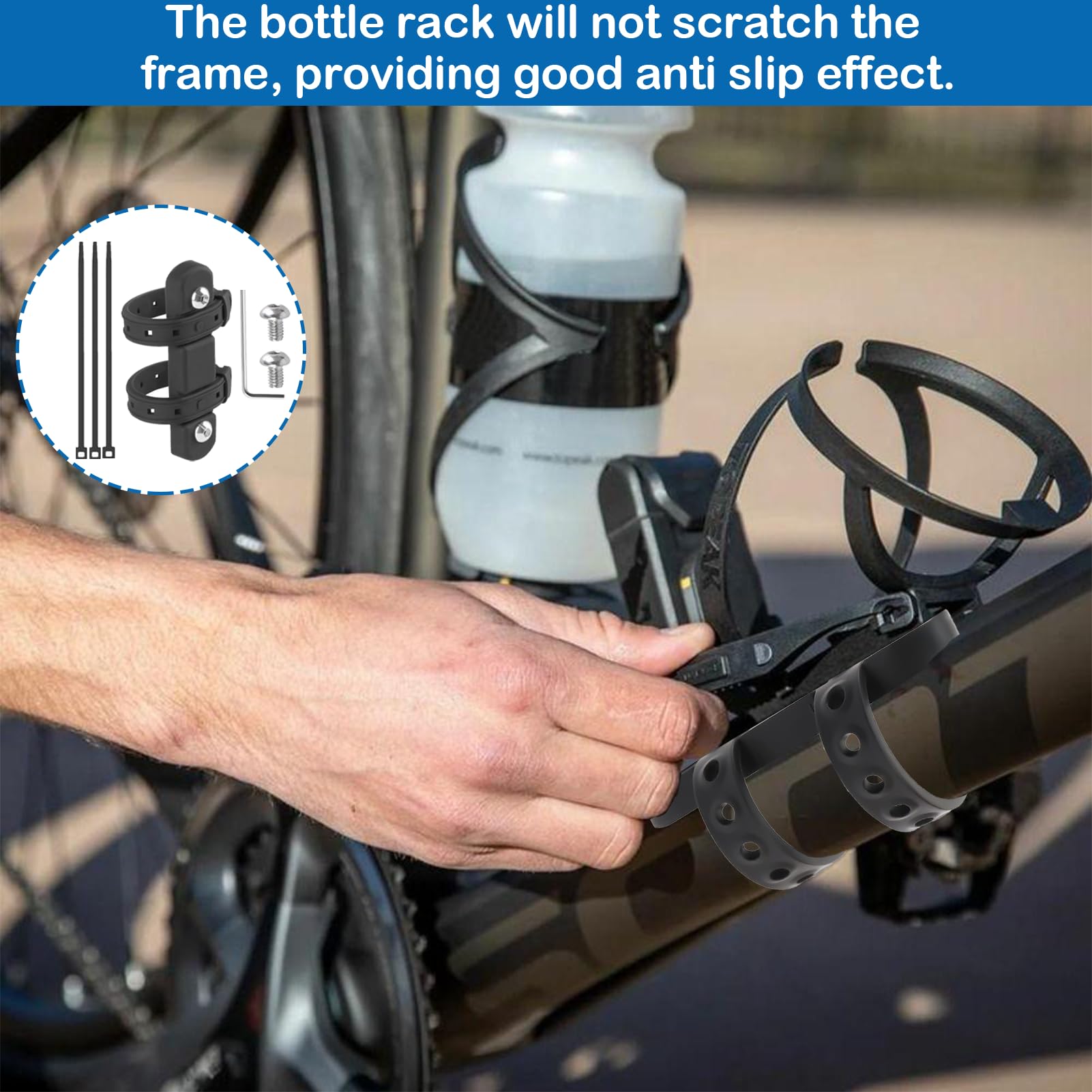 Porte-bidon Vélo Ajustable 360° - Universel Pour Bouteilles De 32 à 77mm, Fixation Cadre Ou Guidon, Compatible VTT, Vélo électrique, Poussette