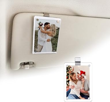 Gift for Boyfriend Husband Girlfriend Dad Car Decorations Interior Picture Holder, Car Visor Photo Clip Magnetic Frame Fathers Day Personalized Photo Gifts Cute Car Decor Accessories 3.5 x 2.4 inch 1 PC