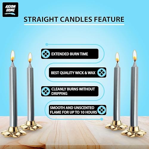 Miniatura 187 de Axiom Candles Velas altas sin goteo de 10 pulgadas sin perfume y sin humo, 9 horas de tiempo de combustión, velas cónicas para el hogar, cenas