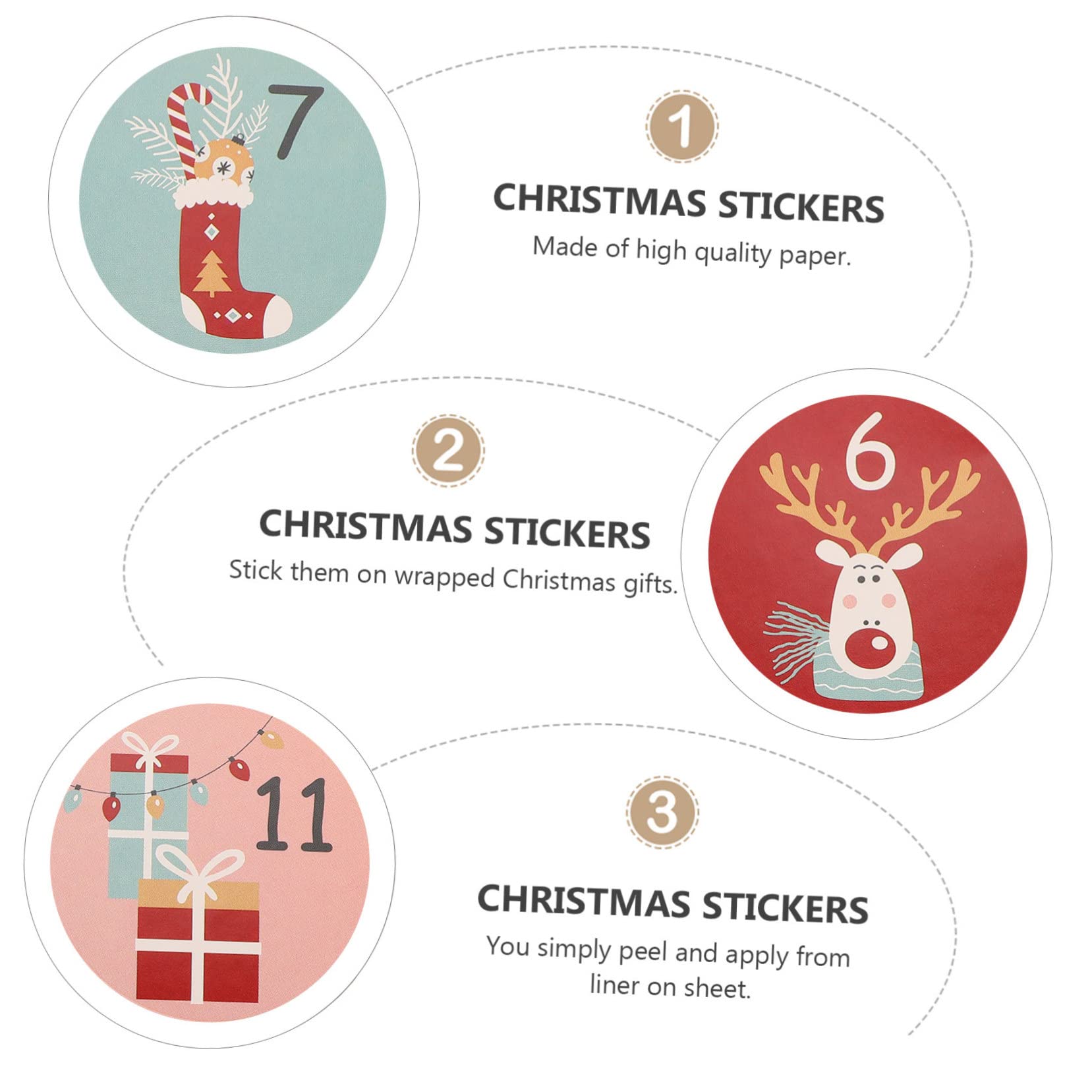 PRETYZOOM 3 Set Calendario Dellavvento Adesivi Natalizi Etichette Per Le Feste Adesivi Decorativi Facili Da Applicare Numeri Adesivi Forte Temi Festivi Unici 10 Fogli*3