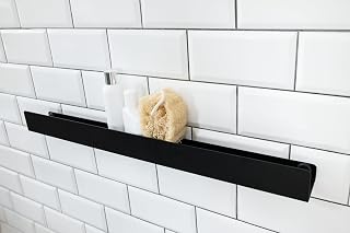 Generisch Indlu Design Duschablage Dusche Halterung Badezimmer Halterung Duschregal aus Edelstahl Klein Bad Duschhalterung Wandhängend Duschkorb Organizer Regal Badregal Matte Finish (Schwarz, 50 cm)