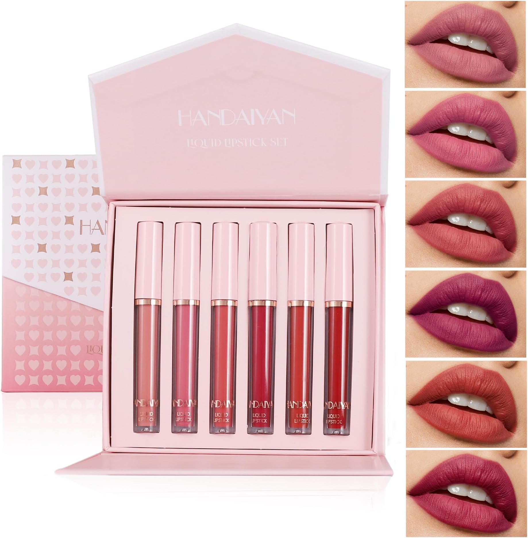 6 Pcs Matte Liquid Lipstick Set Nude Lip Gloss Non-Stick Cup Not Fade Waterproof Long Lasting Lip Sticks Gift For Make Up Women (New Set B)