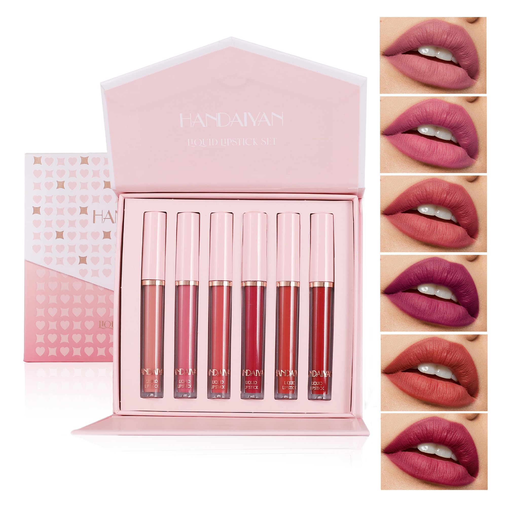 6 Pcs Matte Liquid Lipstick Set Nude Lip Gloss Non-Stick Cup Not Fade Waterproof Long Lasting Lip Sticks Gift For Make Up Women (New Set B)