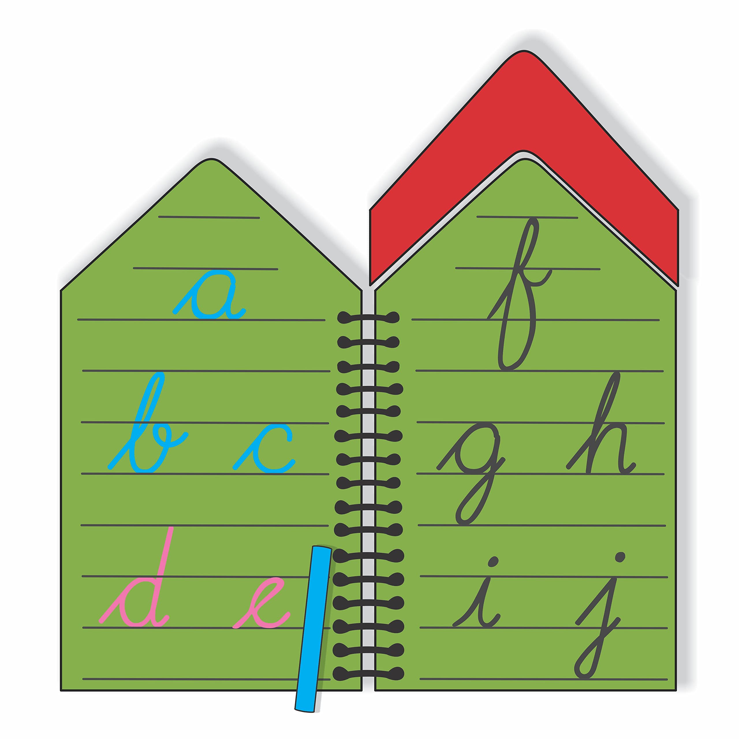 The Funny Mind Hut Shape Wooden A to Z Small Cursive Letters Reusable Chalk Book for Preschool, Early Learners, and Montessori Kids, Tracing Slate, Cursive Writing Practice Book for Beginners 1