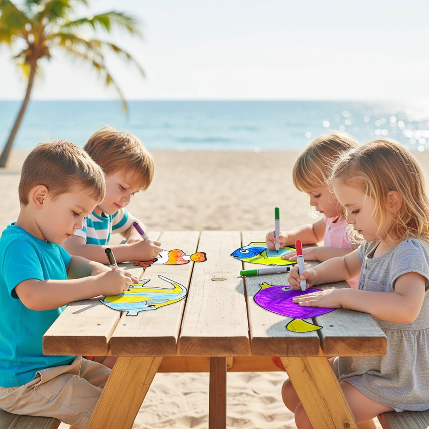 Fun Express Printed Acetate Sea Life Fish Coloring Sheets VBS 2026 - 24 Pc