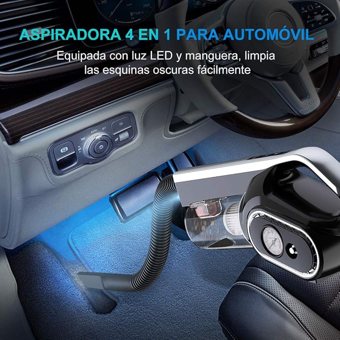 BuTure Aspirabriciole 4 in 1 Aspirapolvere Auto Portatile con Filo  Compressore Portatile Manometro Pressione Gomme 8000Pa per Pneumatici e  Auto (Nero) : Amazon.it: Auto e Moto