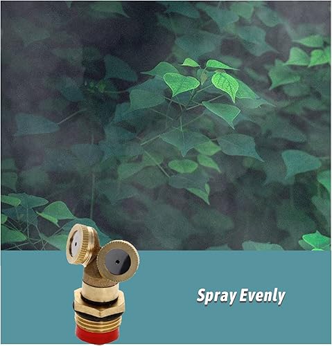 Miniatura 5 de MroMax Boquilla rociadora de nebulización, latón 12BSPF 2 agujeros para rociadores de jardín, conector de riego con malla de filtro, 1 unidad
