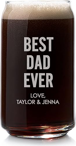 Lifetime Creations Vaso de cerveza grabado personalizado con texto en inglés "Best Dad Ever", apto para lavavajillas, regalo del día del padre,