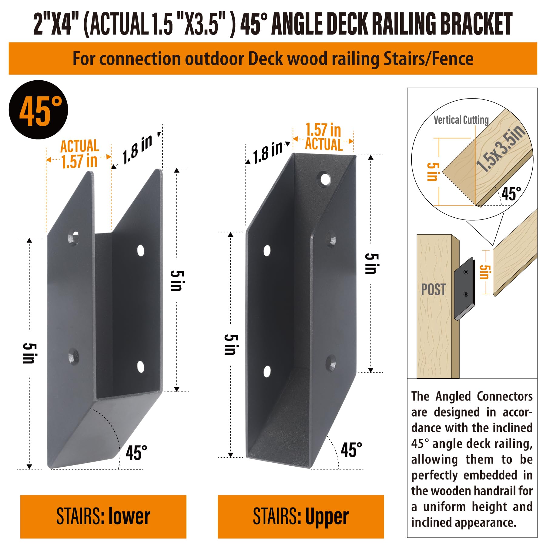 Angled Railing Support Bracket Snapklik.com : WOCEPU 45 Stair Angle Stainless Steel Deck Railing ...