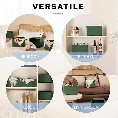 Miniatura 4 de Paquete de 4 cestas de almacenamiento para organizar, cestas tejidas para estantes, perfectas para juguetes, libros, toallas y ropa, cestas