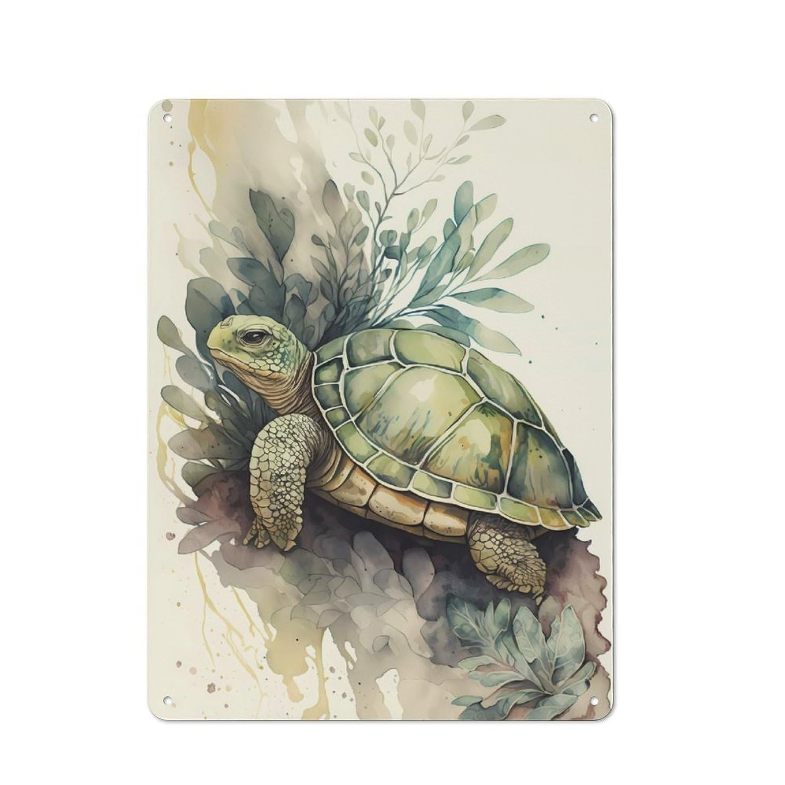 Junmoney Turtle Nature Painting Retro Metal Plaque 40X30cm For Garage Or Workshop, Housewarming Wall Decor For People Furnishing Garage And Workshop