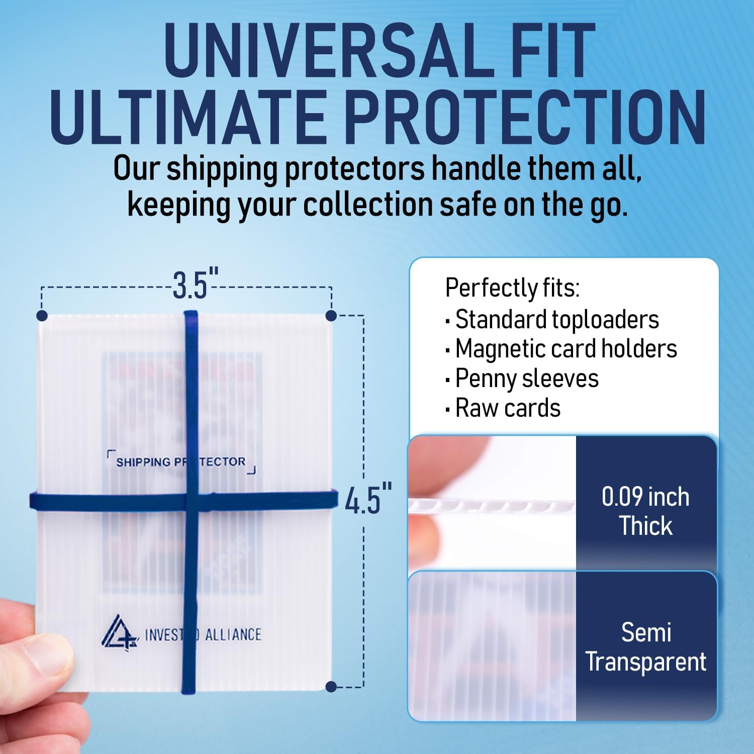 Premium Bundle Trading Card Shipping Protector with Rubber Bands | Graded Cards Protectors, Sports Trading Card Shipping Supplies Packaging, TCG Baseball Cards Shippings Shield.