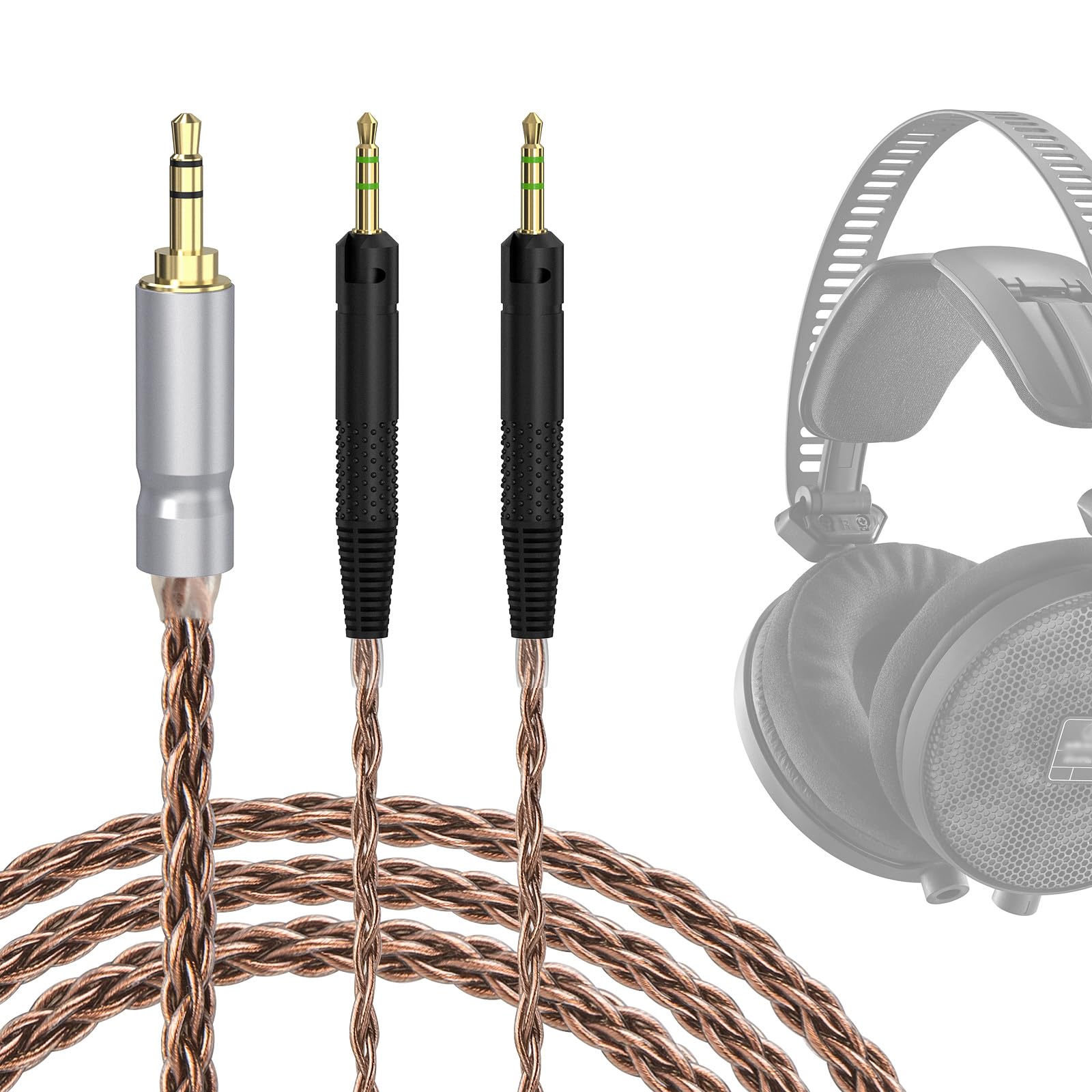 GEEKRIA Apollo Copper Upgrade Audio Cable Compatible with ATH ATH-R70X Headphones, 3.5mm to Dual 2.5mm Replacement Headphones Cord for Hi-Resolution Audiophile, HiFi Headset (4.9 ft / 1.5 m)