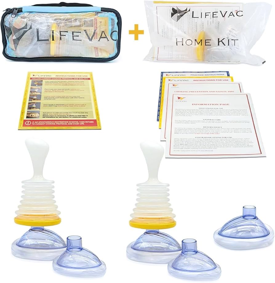 LifeVac Home & Blue Travel Kit Combo - Portable Suction Rescue Device, First Aid Kit for Kids and Adults, Portable Airway Suction Device for Children and Adults