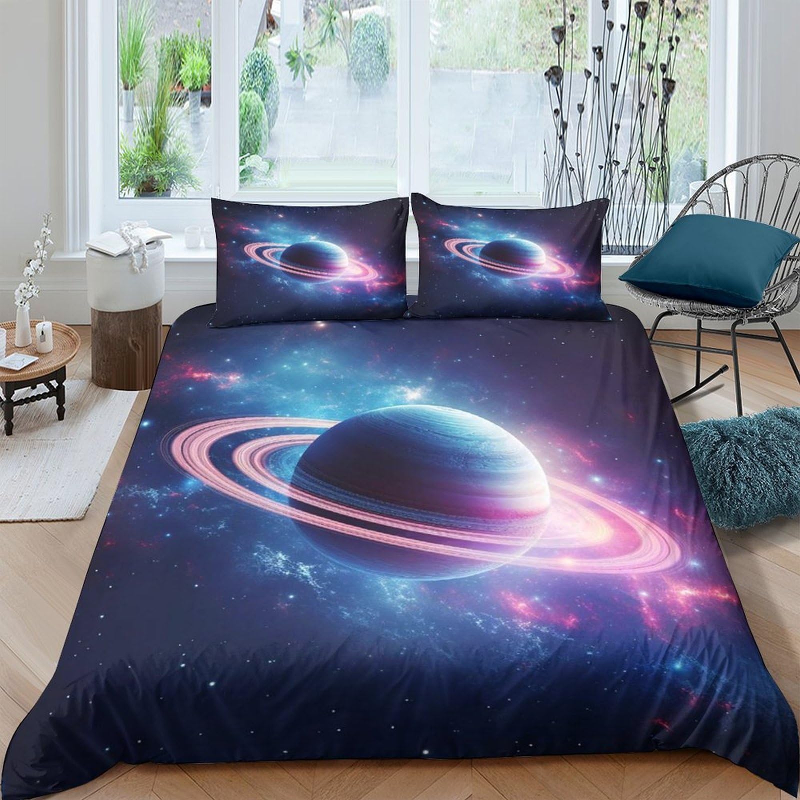 Ctjqhvkz Style-8 3D Printed Fitted Sheet Microfiber Galaxy Starry Sky Bed Cover For European Standard Mattresses, Dustproof And Easy To Wash, Ideal For Bedroom And Guest Rooms Single（135X200cm）