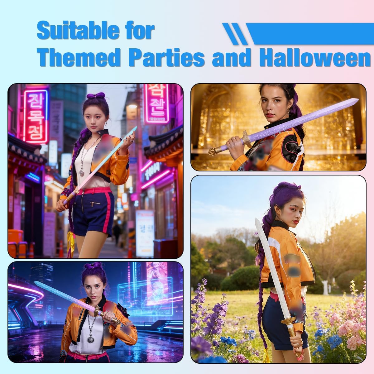 32 Inch One-Piece Flexible & Sturdy Sword Prop Costume Accessory for Cosplay & Halloween