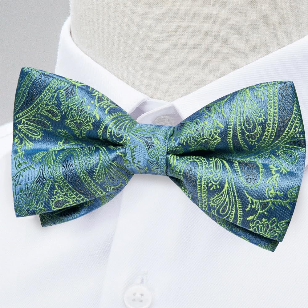 JFDBGU Pre-tied Bowtie Classic Silk Pasiley Knot Wedding Bow Tie for Men Cufflinks Set for Party Accessories Gifts