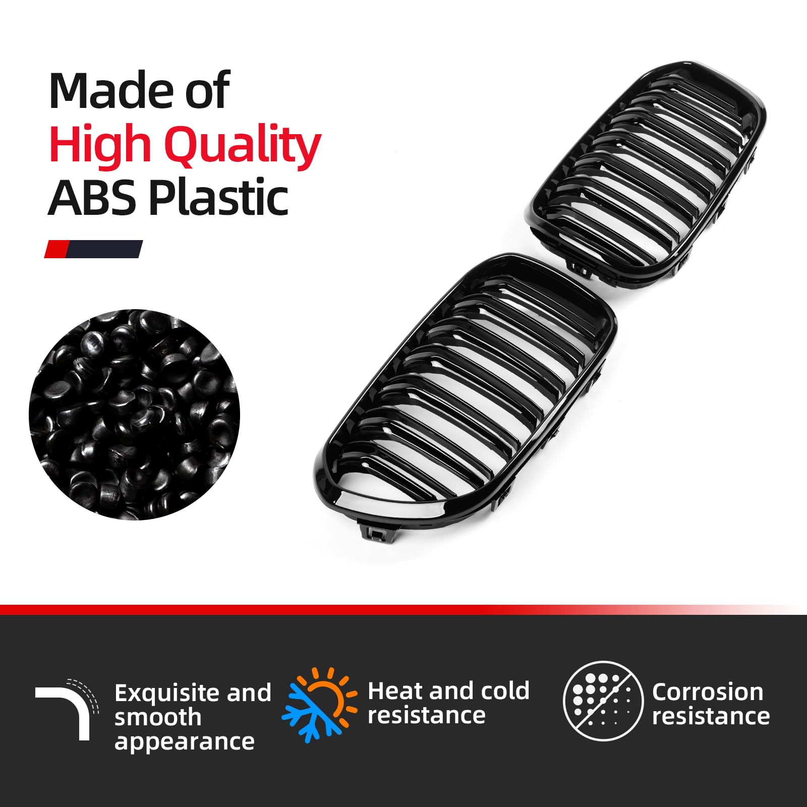 AggAuto Griglia anteriore nera lucida, a 7 doppie barre per BMW Serie 1, F20/F21, 2015-2018