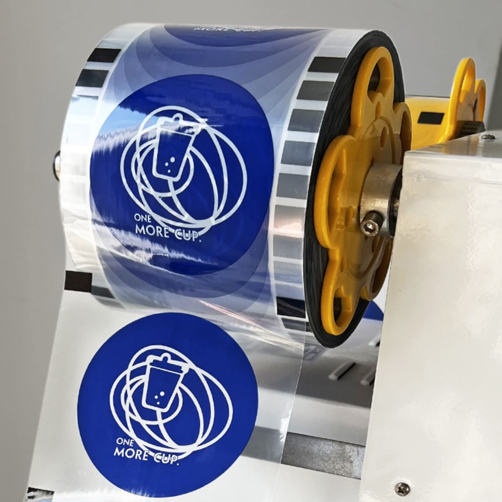 Milk Cup Sealer Film Disposable Tea Cup Sealing Film Roll with Royal Blue Pattern 2000pcs per Roll for Diameter 90/95mm Plastic and Paper Cup