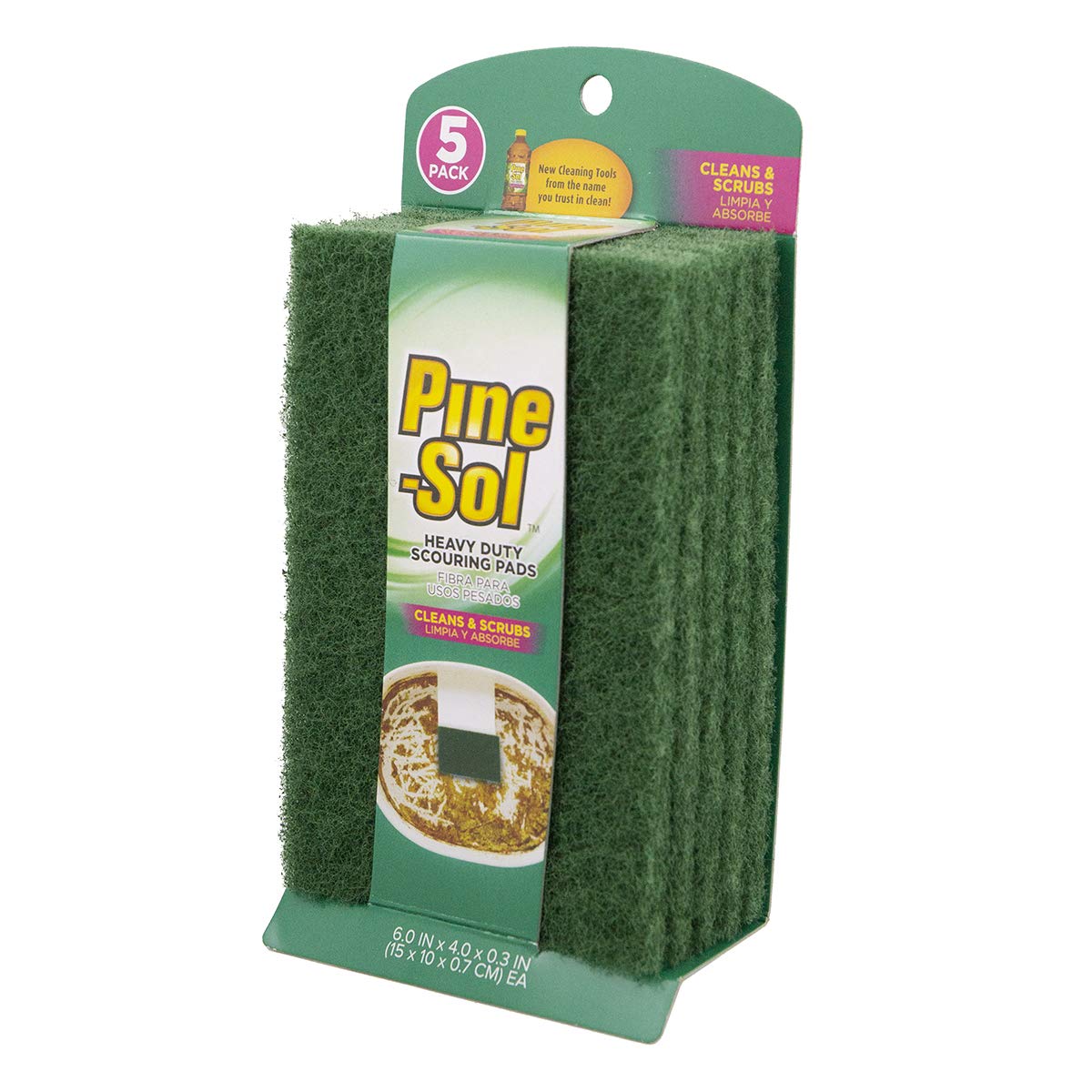 Pine-SolHeavy Duty Scouring Pads - Household Scrubbing Tool for Cleaning Tough Messes, Grills, and Oven Racks - 5 Pack