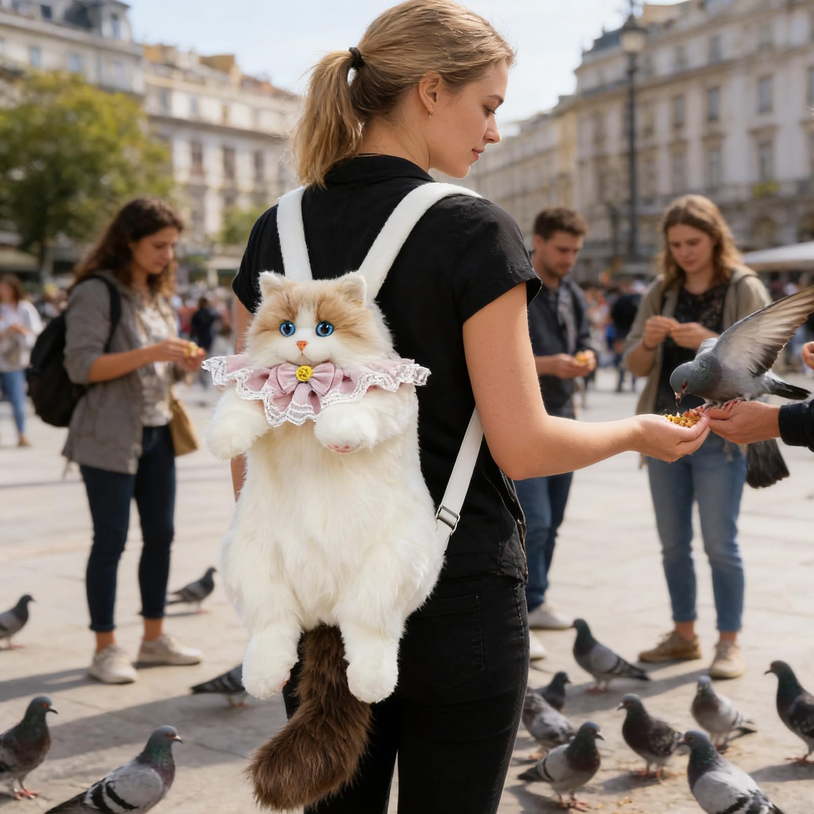 Mochila con forma de gato, con mucho espacio de almacenamiento, suave mochila en forma de gato, para la universidad, para la oficina, viajes, vacaciones, escuela, escapadas de fin de semana