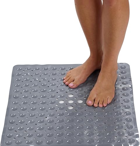 Miniatura 13 de ENKOSI Alfombrilla de ducha antideslizante cuadrada - 21x21 púrpura claro, ideal para personas mayores - Antideslizante, sin deslizamiento Morado